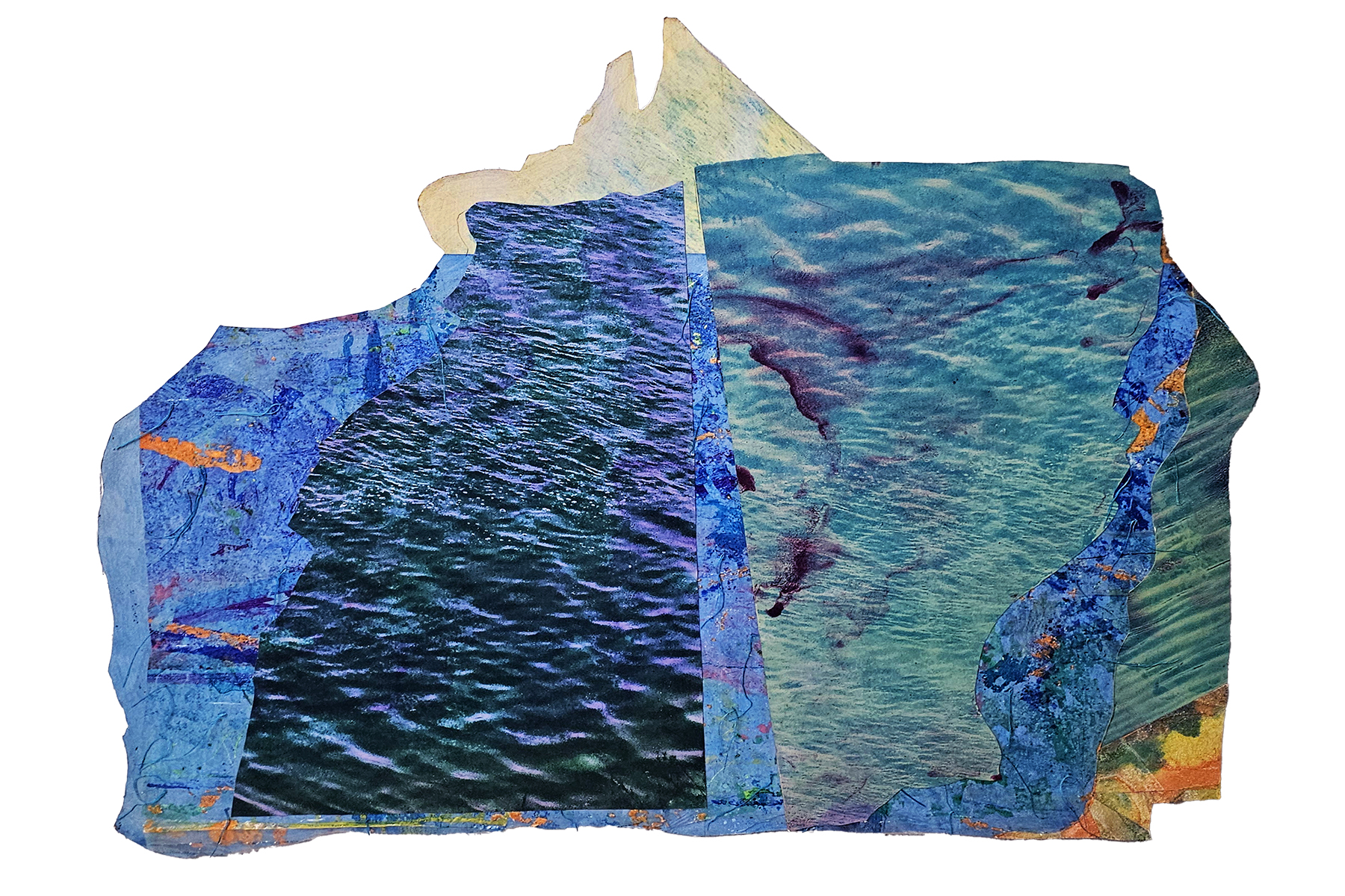 Lisa Mackie, Sea Forest, mixed media with solor plate monted on wood
